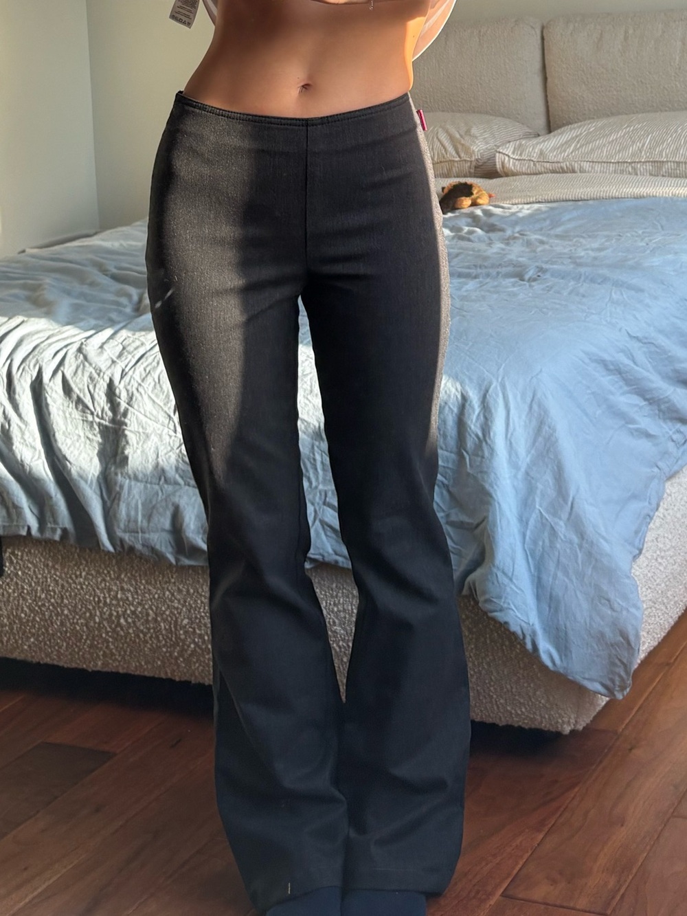 Vintage Y2K Grey Flared Mid-Rise Pants